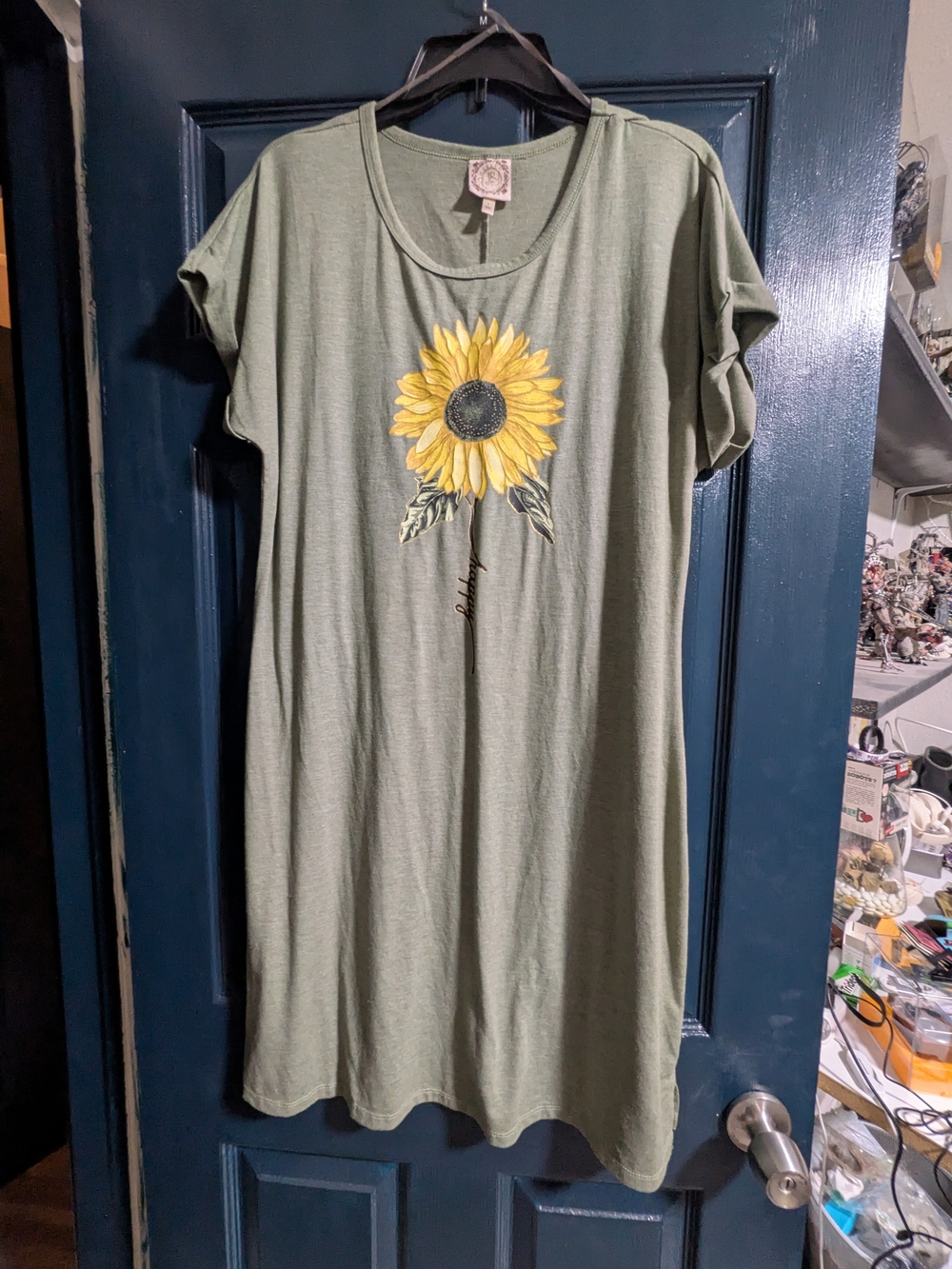 Truself Women's Sunflower Mini Dress Green Large